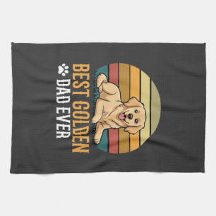 Bester Golden Retriever-Vater Aller Zeiten Retro H Geschirrtuch