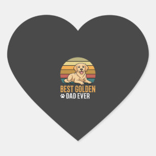 Bester Golden Retriever-Vater Aller Zeiten Retro H Herz-Aufkleber