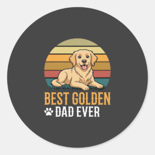 Bester Golden Retriever-Vater Aller Zeiten Retro H Runder Aufkleber