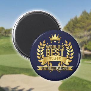 Bester Golfer der Welt in Navy Blau und Gold 5 Ste Magnet