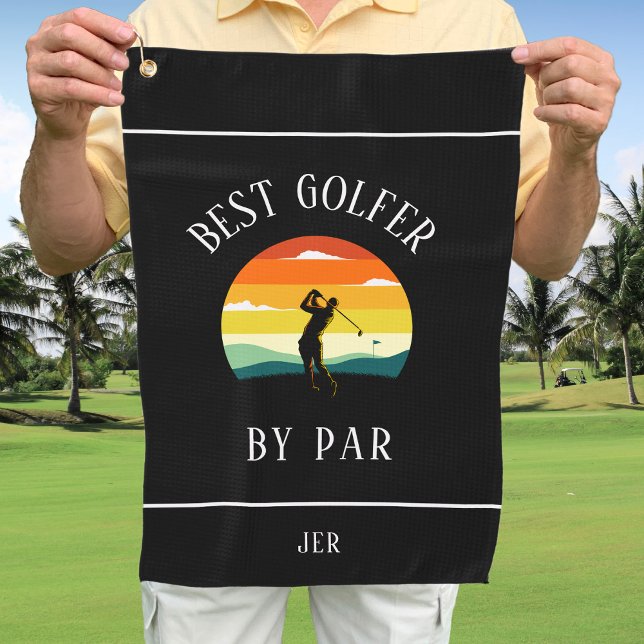 Bester Golfer nach Par Golfer Pub Silhouette Black Golfhandtuch (Best Golfer By Par Golf masculine golf towel for him. Sports towelgroomsmen, birthday or Chr)