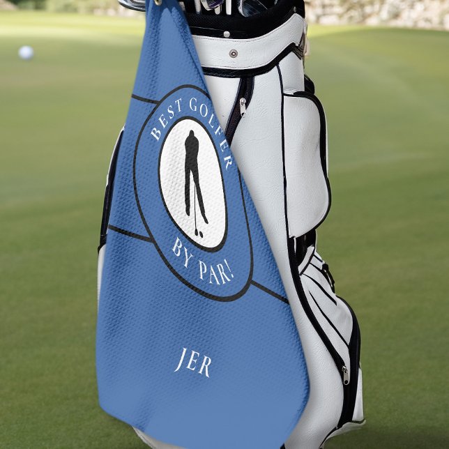 Bester Golfer per Par Monogram Sportmens Blue Blac Golfhandtuch (Von Creator hochgeladen)