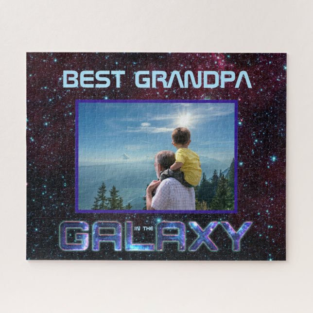 Bester Grandpa Cosmic Blue Celestial Glitzer Text (Horizontal)