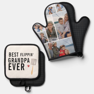 Bester Grandpa Ever beim Wenden 7 Fotos Ofenhandschuh & Topflappen-Set