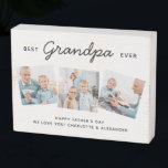 Bester GRANDPA je Personalisierter Foto Vatertag Holzkisten Schild<br><div class="desc">Überraschung Großvater an diesem Tag Väter mit einer personalisierten 3-Foto-Plakette. "Best GRANDPA Ever" Personalisieren Sie diese Großvaterplakette mit Fotos, Botschaften und Namen. Besuchen Sie unsere Kollektion für die Tagesgeschenke und personalisierten Papa-Geschenke des besten Großvaters. COPYRIGHT © 2020 Judy Burrows, Black Dog Art - Alle Rechte vorbehalten. Beste GRANDPA je Personalisiertes...</div>