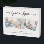 Bester GRANDPA je Personalisierter Foto Vatertag Holzkisten Schild<br><div class="desc">Überraschung Großvater an diesem Tag Väter mit einer personalisierten 3-Foto-Plakette. "Best GRANDPA Ever" Personalisieren Sie diese Großvaterplakette mit Fotos, Botschaften und Namen. Besuchen Sie unsere Kollektion für die Tagesgeschenke und personalisierten Papa-Geschenke des besten Großvaters. COPYRIGHT © 2020 Judy Burrows, Black Dog Art - Alle Rechte vorbehalten. Beste GRANDPA je Personalisiertes...</div>