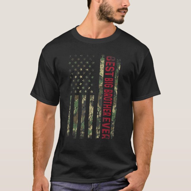 Bester großer Bruder je amerikanische Flagge Vinta T-Shirt (Vorderseite)