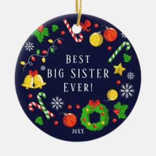 Bester großer Schwester Weihnachtsdekoration Keramik Ornament