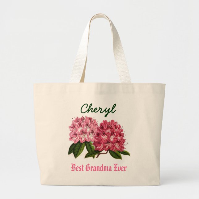 Bester Großmutter-überhaupt Name-Rhododendron Jumbo Stoffbeutel (Vorne)