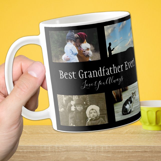 Bester Großvater je Foto Collage Weiß Kaffeetasse (Von Creator hochgeladen)