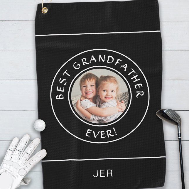 Bester Großvater je Golfer Niedliches Foto Geschen Golfhandtuch (Von Creator hochgeladen)