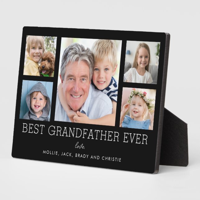Bester Großvater je Großkinder FotoCollage Fotoplatte (Seite)