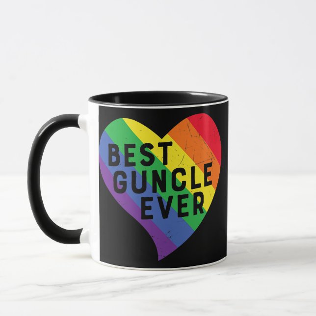 Bester Guncle je LGBTQ-Flag mit Regenbogenfarben Tasse (Links)