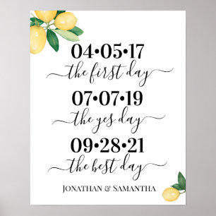 Bester Hochzeitstermin Ja Tag Zitronen Schild