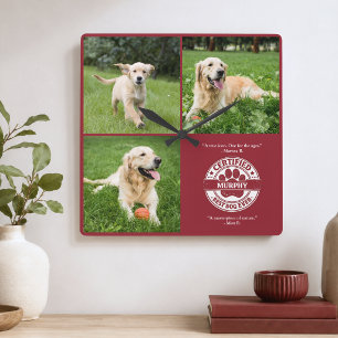 Bester Hund Aller Zeiten 3 Foto Rot Quadratische Wanduhr