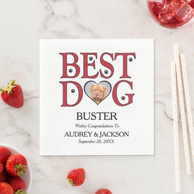 Bester Hund Hochzeit Napkins mit Foto für Haustier Serviette (Beispiel)