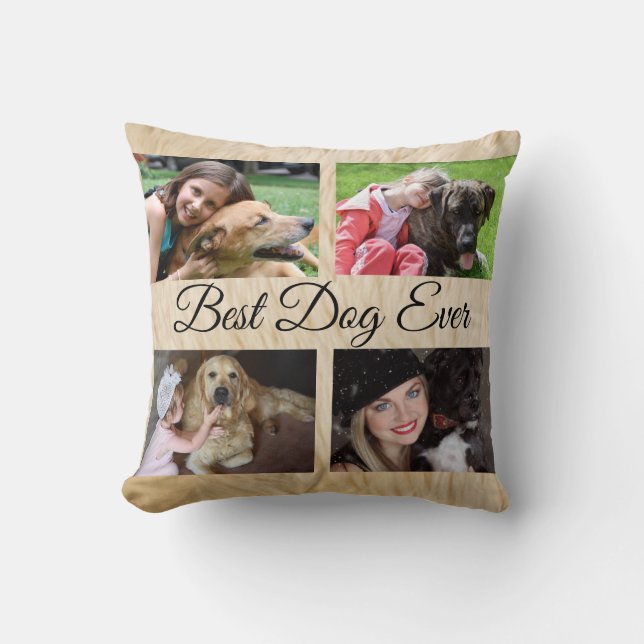 Bester Hund je Custom 4 Hund Foto Collage Kissen (Vorderseite)