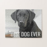 Bester Hund je Personalisierter Name Pet Foto<br><div class="desc">Erstellen Sie ein Foto mit dem Foto Ihres Hundes und "Bester Hund je" Zitat mit dem Namen Ihres Welpen in einem eleganten Skript-Schriftart.</div>