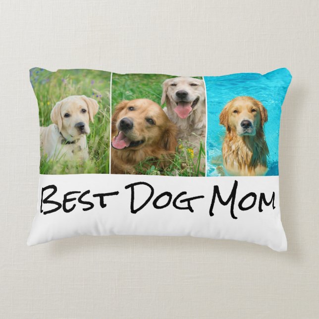 Bester Hund Mama 3 Foto Collage Accent Kissen (Rückseite)