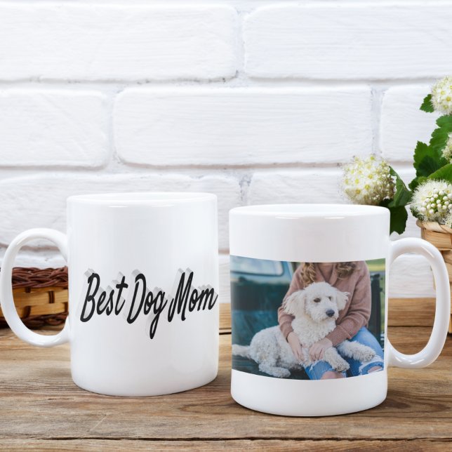 Bester Hund Mama Foto Schwarzer Text Kaffeetasse (Von Creator hochgeladen)