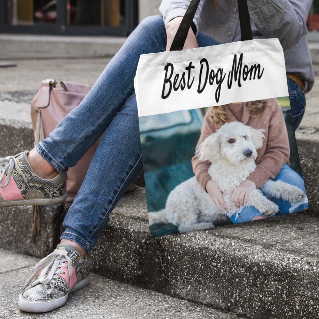 Bester Hund Mama Foto Schwarzer Text Tasche (Von Creator hochgeladen)