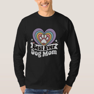 Bester Hund Mama Retro Herzstück Paw Print Niedlic T-Shirt