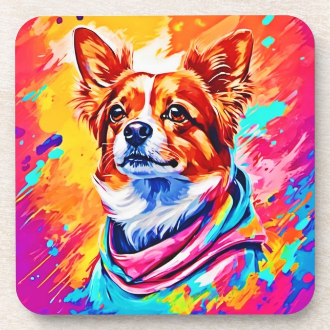 Bester Hund Paint Art Getränkeuntersetzer (Vorderseite)