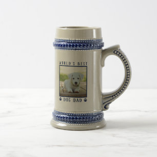 Bester Hund Papa der Welt Blaue Pfotenabdrücke Nam Bierglas
