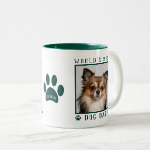Bester Hund Papa der Welt Foto Name Pfotenabdrücke Zweifarbige Tasse