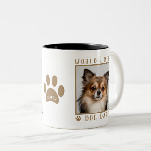 Bester Hund Papa der Welt Pfotenabdruck Name Haust Zweifarbige Tasse