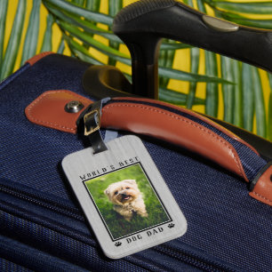 Bester Hund Papa der Welt Pfotenabdrücke Haustier- Gepäckanhänger