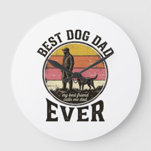 Bester Hund Papa Vintage-Sonnenuntergang-Vektor-De Große Wanduhr