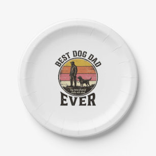Bester Hund Papa Vintage-Sonnenuntergang-Vektor-De Pappteller