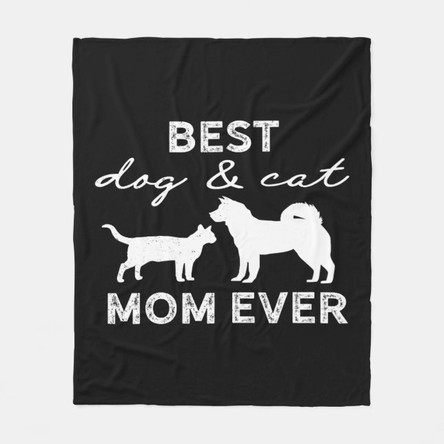 Bester Hund und Katze Mama Geschenk Niedlich Crazy Fleecedecke (Vorderseite)