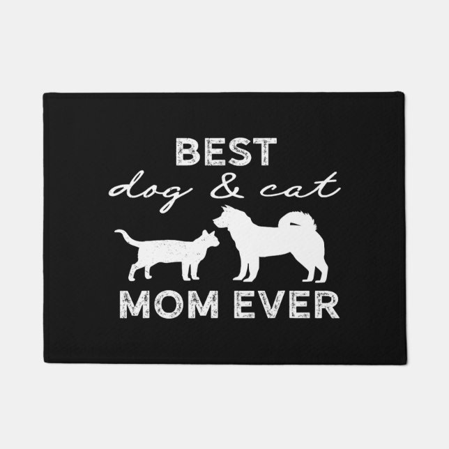 Bester Hund und Katze Mama Geschenk Niedlich Crazy Fußmatte (Vorderseite)