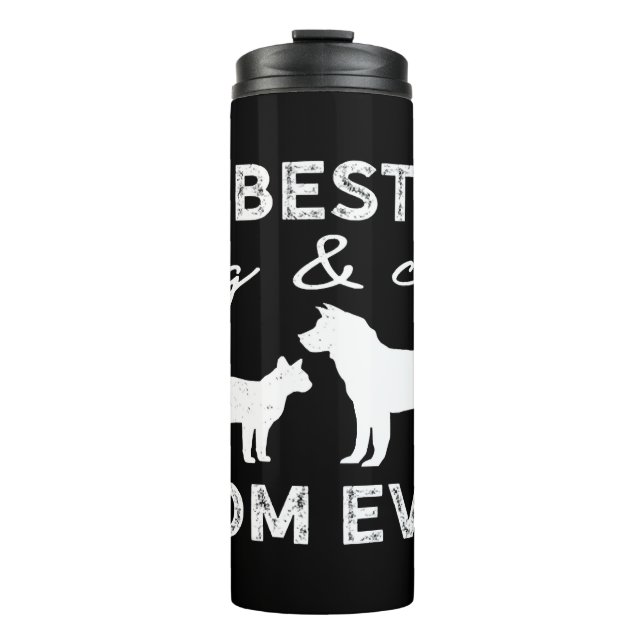 Bester Hund und Katze Mama Geschenk Niedlich Crazy Thermosbecher (Vorderseite)