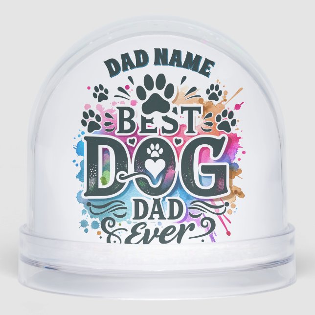 Bester Hund Vater Individuelle Name Hund Foto Schneekugeln (Vorderseite)