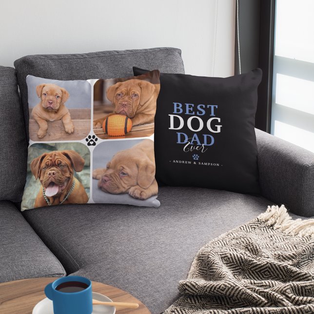 Bester Hund-Vater je 4 Foto Personalisiert Kissen (Von Creator hochgeladen)