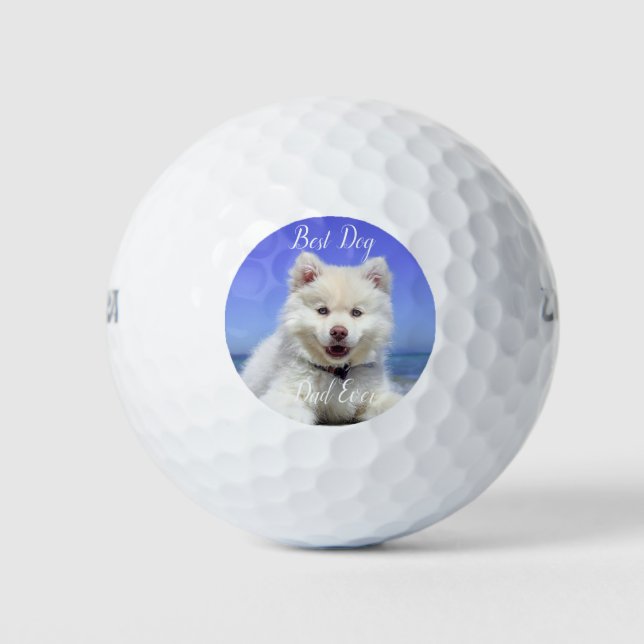 Bester Hund Vater je Foto Haustiere Spaß Puppy Gol Golfball (Vorderseite)