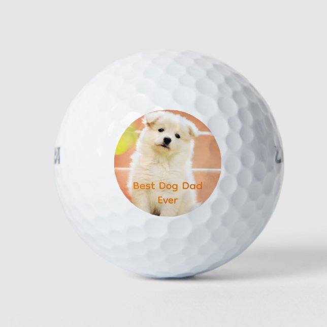 Bester Hund Vater je Foto Haustiere Spaß Puppy Gol Golfball (Vorderseite)
