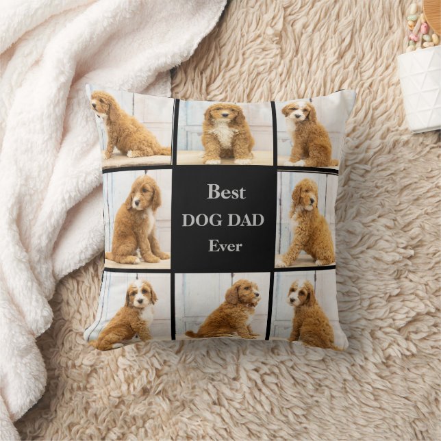 Bester Hund-Vater je | FotoCollage schwarz Kissen (Decke)
