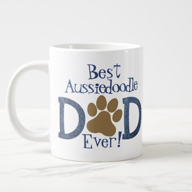 Bester Hund-Vater je, Paw Print & Denim, Foto Jumbo-Tasse (Links)