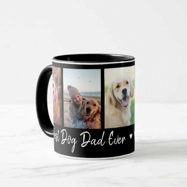 Bester Hund Vater je Pet 5 Foto Collage Schwarz Tasse (Vorderseite Links)