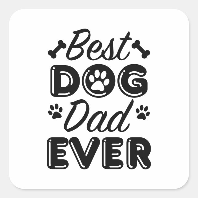 Bester Hund-Vater je Quadratischer Aufkleber (Vorderseite)