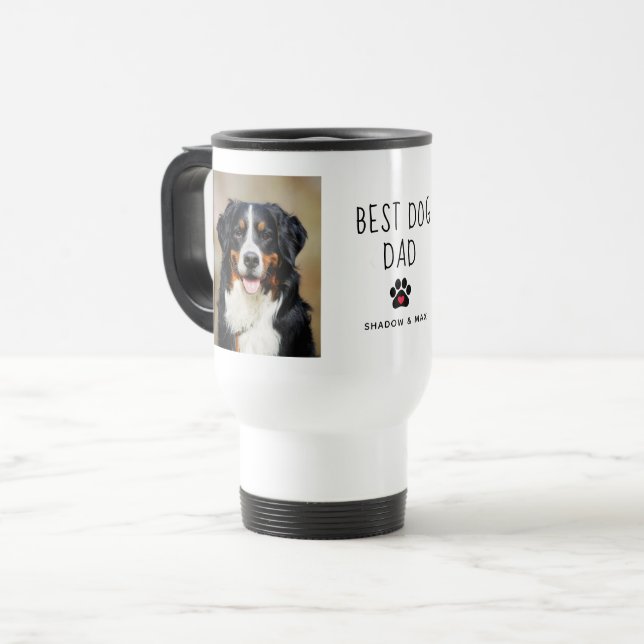 Bester Hund-Vater | Zwei Foto handgeschriebener Te Reisebecher (Vorderseite Links)