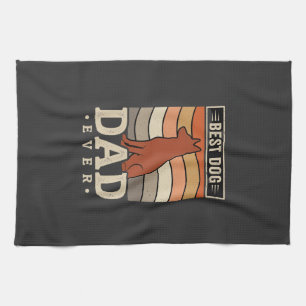 Bester Hunde-Vater Aller Zeiten Retro-Silhouette Geschirrtuch