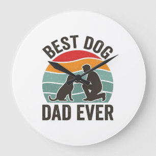 Bester Hunde-Vater Aller Zeiten Vintage-Sonnenunte Große Wanduhr