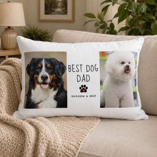 Bester Hunde-Vater Zwei Foto-Handschrift-Text-Ka Dekokissen