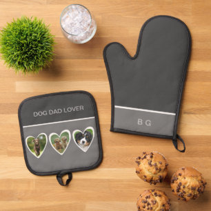 Bester Hundeliebhaber und 3 Hunde Foto Ofenhandschuh & Topflappen-Set