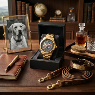 Bester Hundepapa der Welt Modernes Schwarz & Gold Armbanduhr